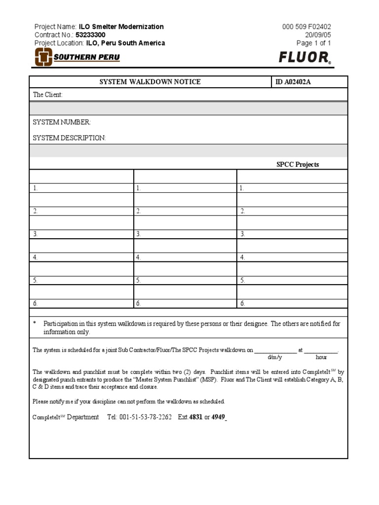 Walkdown Notice Rev 0 | PDF | Business | Computers