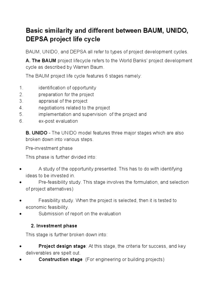 Comparing BAUM, UNIDO, and DEPSA Cycles | PDF | Product Lifecycle ...