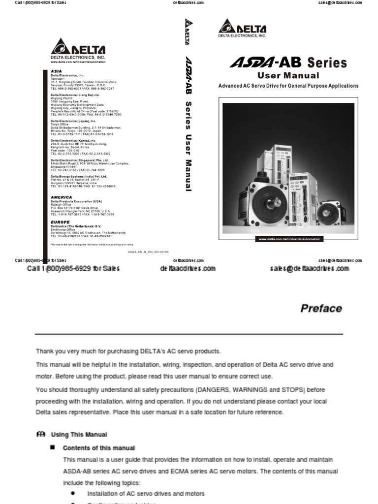 Delta ASDA-AB Servo Drive Manual | PDF | Electrical Wiring | Electric Motor