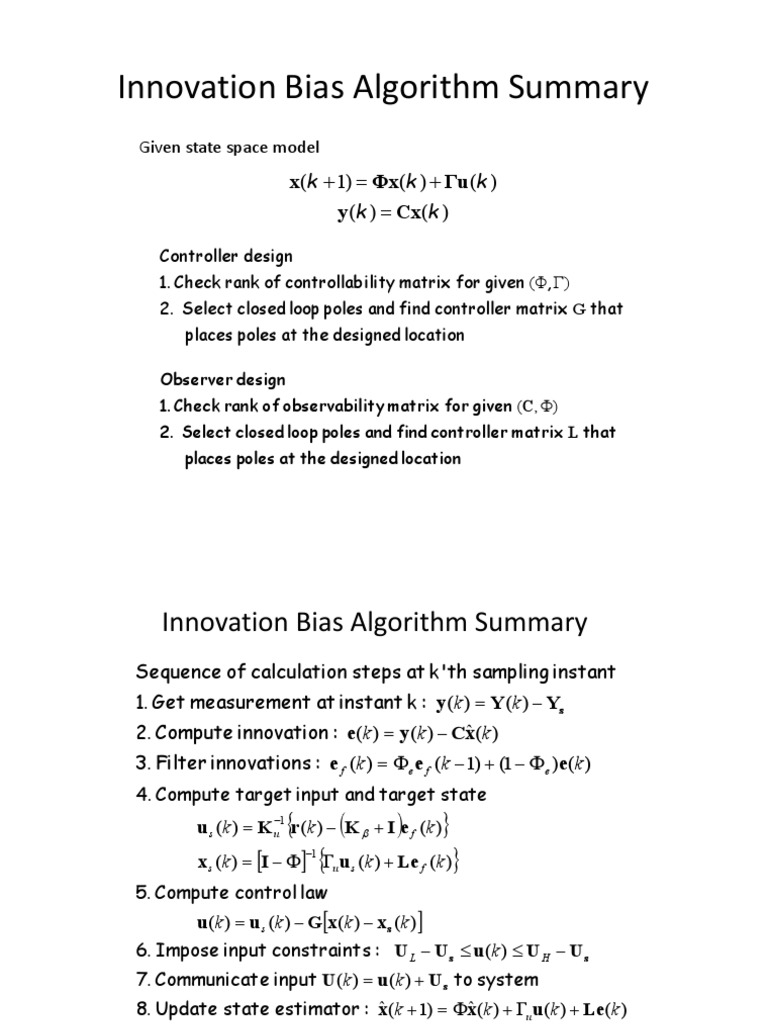 State Feedback Control Algorithm PDF Control Theory Algorithms