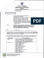 2021-DM No. 335 - DIVISION AND CLUSTER TASK FORCE INCHARGE OF THE PROCESSING OF APPLICATIONS FOR SPECIAL ORDER FOR GRADUATION IN PRIVATE SHS PROGRAM