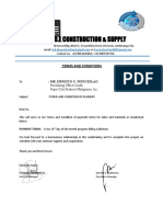 D.E Construction & Supply: Terms and Conditions