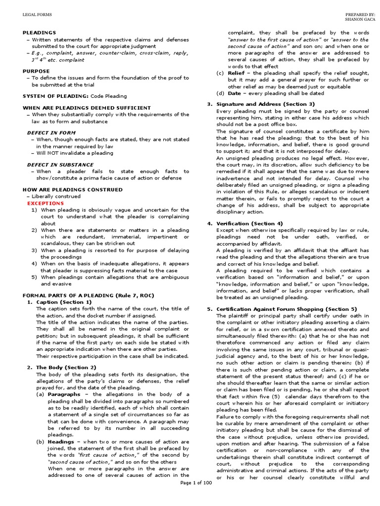 Legal Forms Reviewer PDF Affidavit Negotiable Instrument