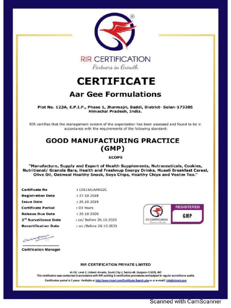 All Vestige New Certificates PDF Food And Drink