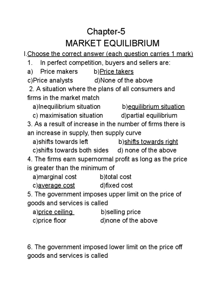 Chapter 5 Market Equilibrium | PDF | Economic Equilibrium | Supply And ...