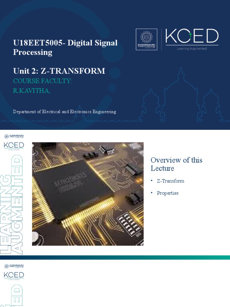 U18EET5005Digital Signal Processing Unit 2 ZTransform Course