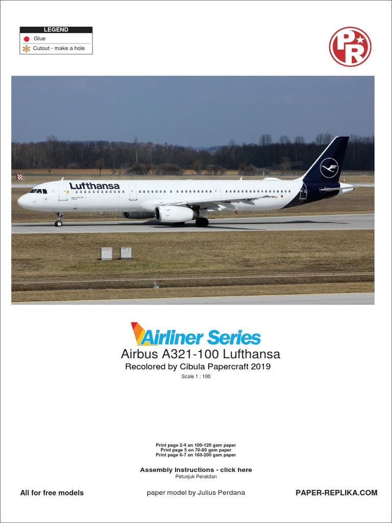 Airbus A321-100 Lufthansa Papercraft | PDF | Physical Models | Scale ...