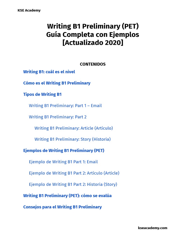 Guía de Writing B1 Preliminary (PET) | PDF | Lingüística | Comunicación ...