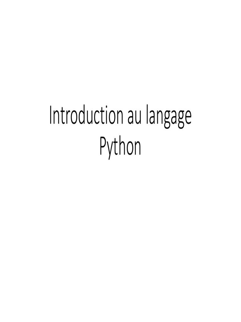 Introduction au langage Python | PDF | Variable (informatique) | Nombre