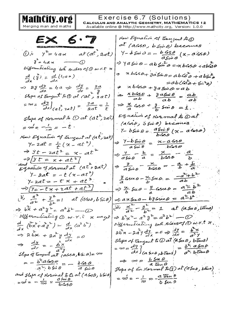 MathCity.org: Calculus Exercise 6.7 Solutions | PDF | Games ...