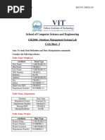 School of Computer Science and Engineering: CSE2004 - Database Management Systems Lab Cycle Sheet - I