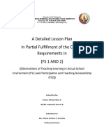 A Detailed Lesson Plan in Partial Fulfillment of The Course Requirements in (FS 1 AND 2)