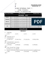 Answer Key: Online Internal Test - 1 (Icse - Phase-I) Class - Ix (Objective)