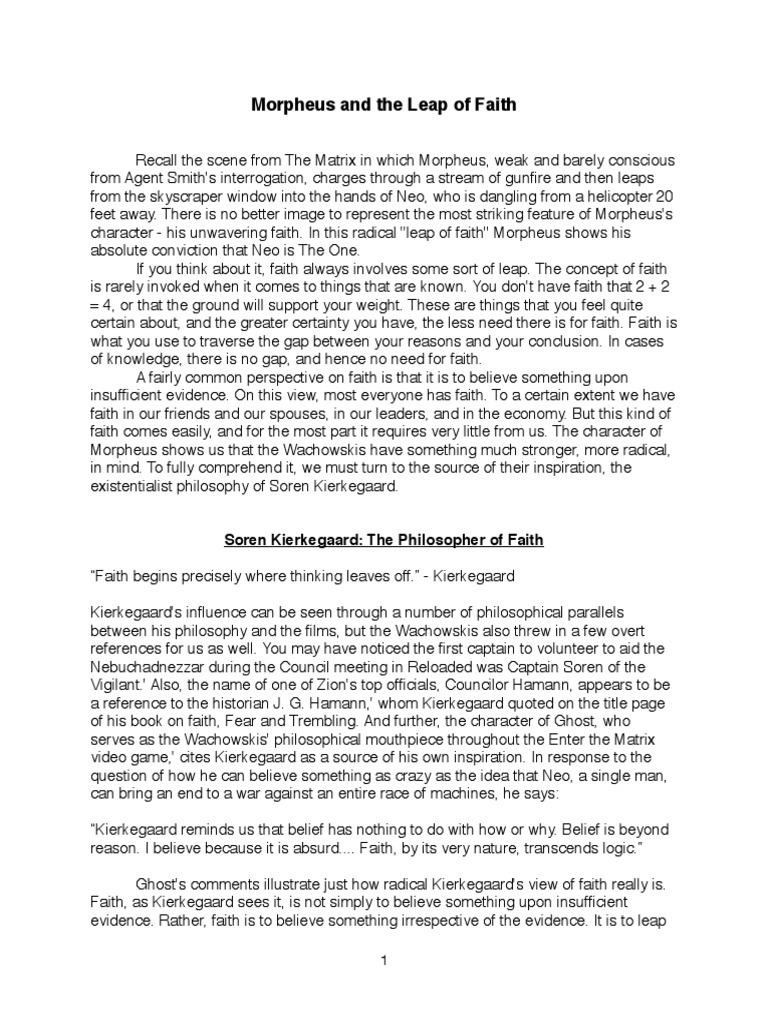 THE MATRIX Revisited, Philosophically: Morpheus and The Leap of Faith ...