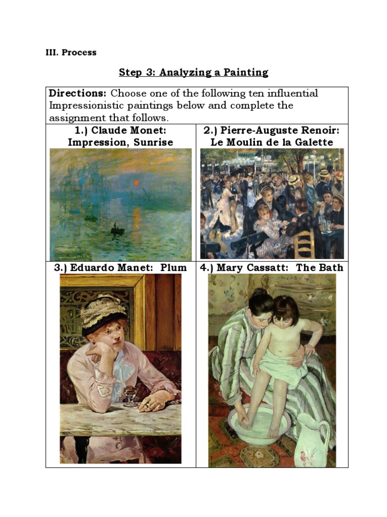 Analyze Influential Impressionist Paintings | PDF | Vision | Paintings