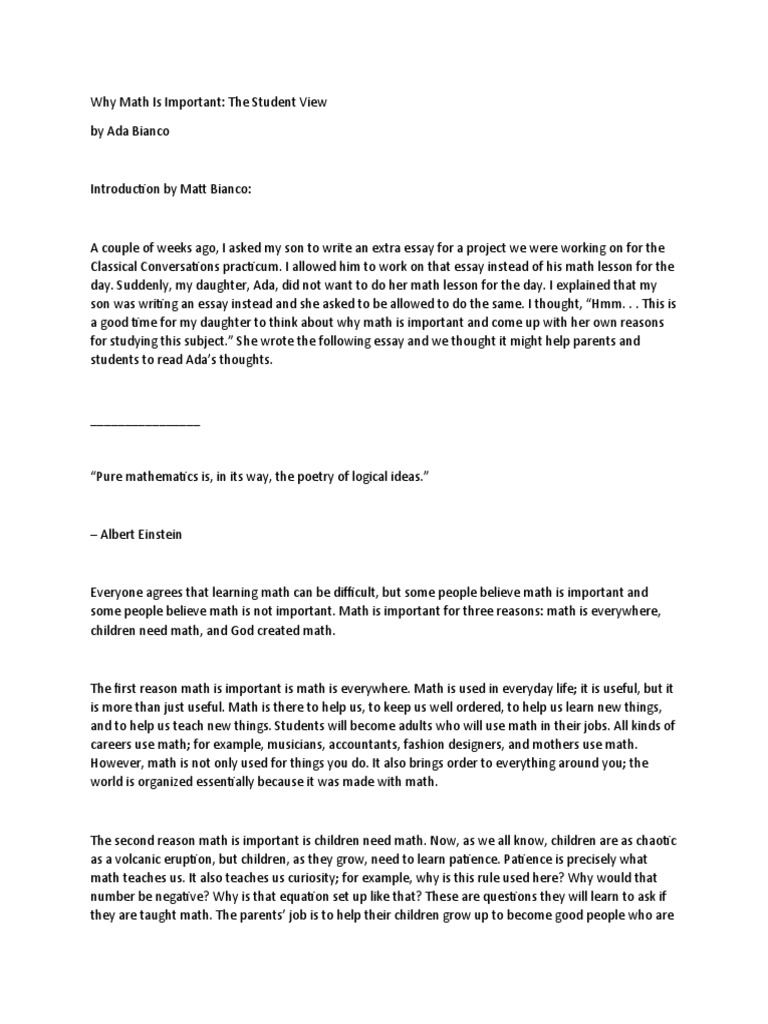 Why Math Is Important PDF Mathematics Reason