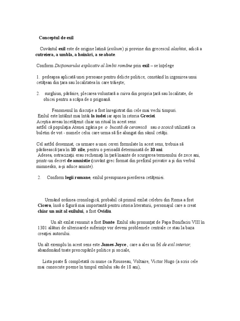 Conceptul de Exil Curs | PDF