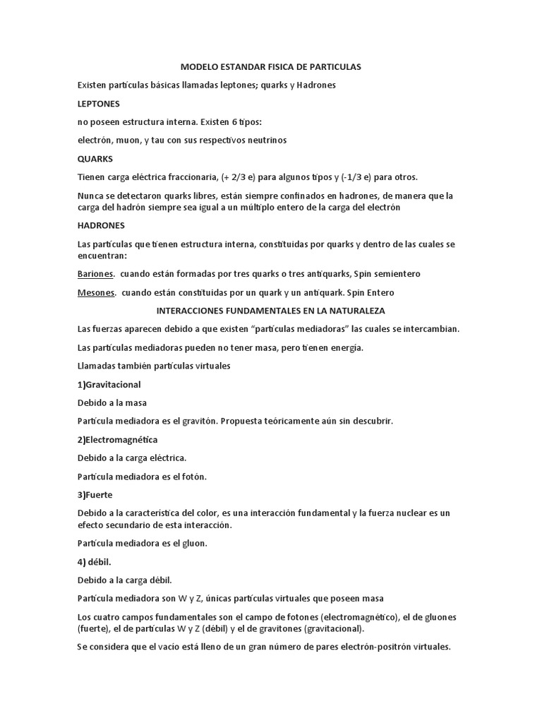 El modelo estándar de física de partículas: Una descripción de las ...