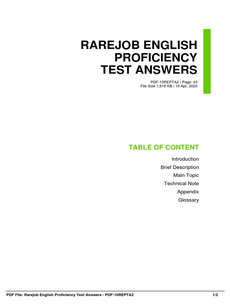 Rarejob English Proficiency Test Guide | PDF