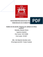 Análisis de Documento "Prácticas de Calidad en La China Moderna" - Sebastián Sifuentes