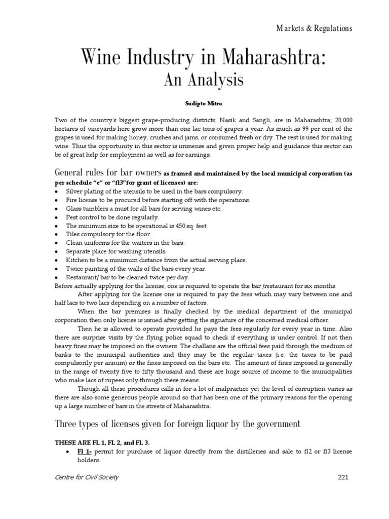 Maharashtra Wine Industry PDF Taxes Wine