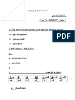 1-The Body Obtain Energy From Lipid or Protein Called: A-B - C