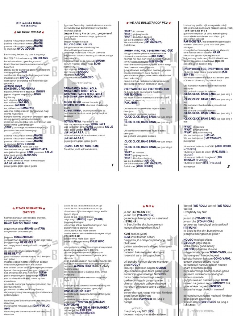 BTS Lyrics and Fan Chant Guide | PDF