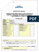 Comunicación Operacional Entre CCD y Brigadas en Faenas Asocoadas A Mant. Correct. Dx-TEC-O-507