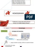 Hemograma: contagem de eritrócitos, hematócrito e hemoglobina