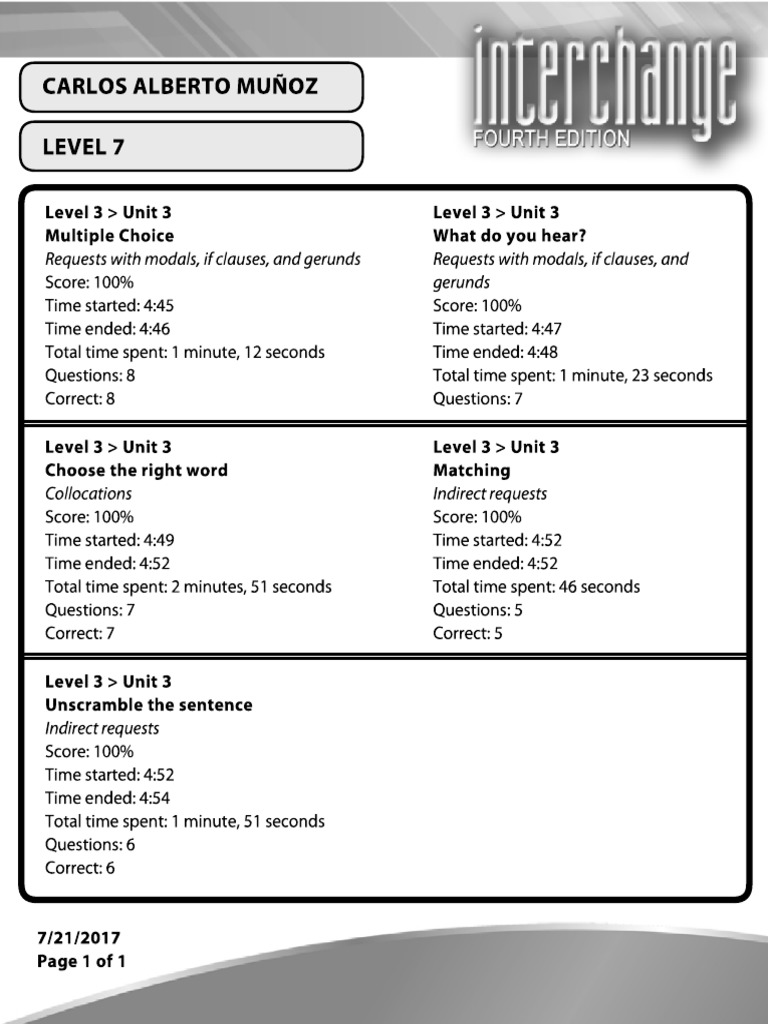 Interchange Unit 3 | PDF