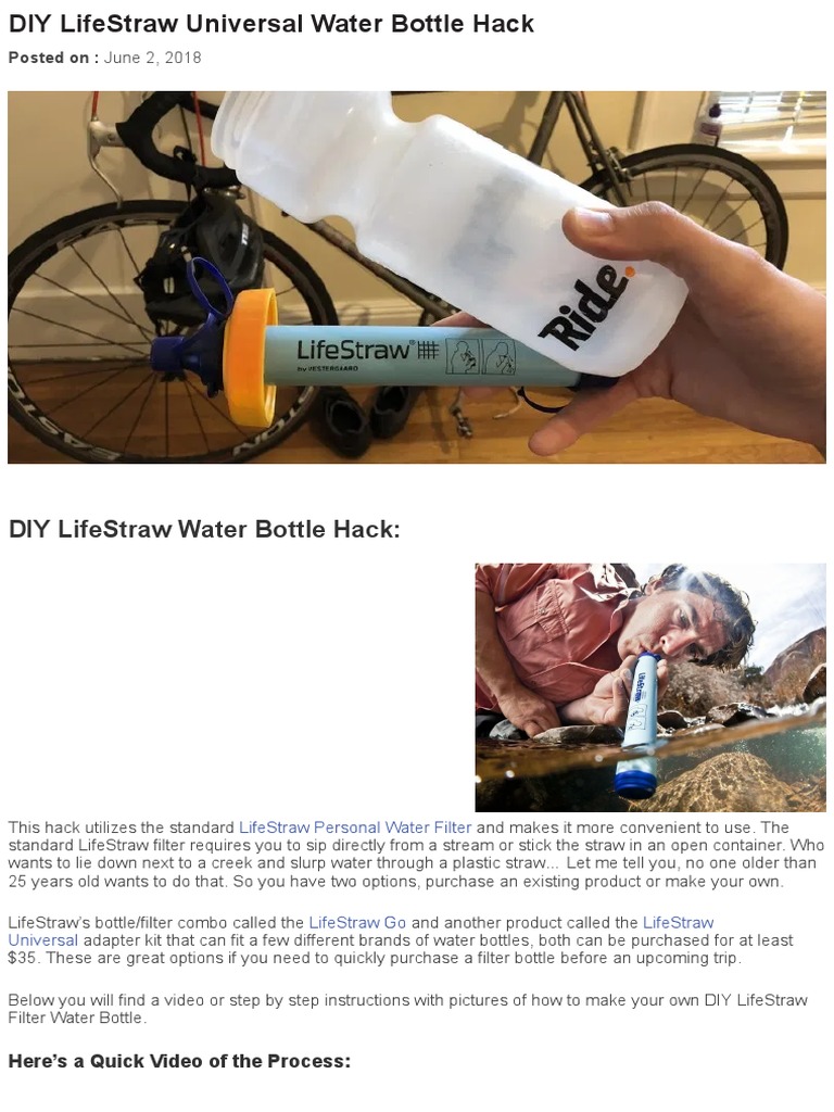 DIY LifeStraw Water Bottle Hack An Inexpensive and Easy Way to Make a Portable Water Filtering