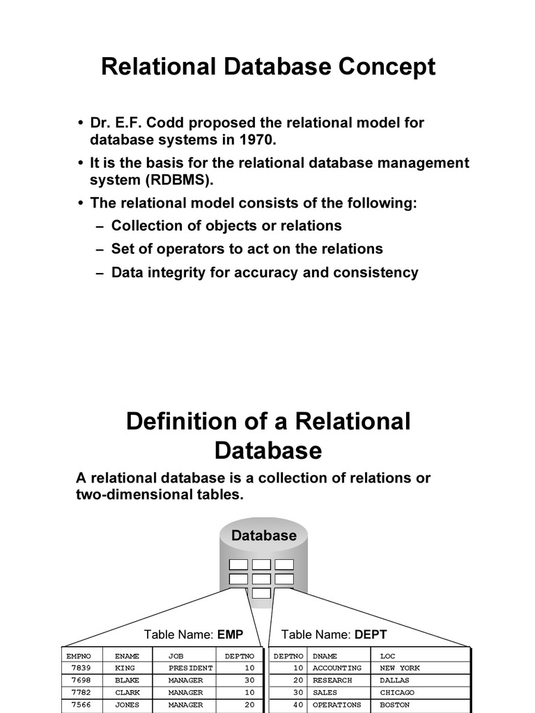 Relational Database Concepts Overview | PDF | Sql | Information ...