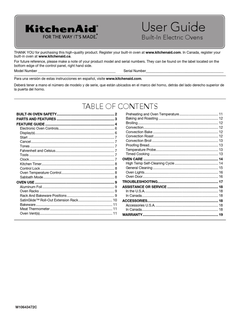User Guide BuiltIn Electric Ovens PDF Oven Baking