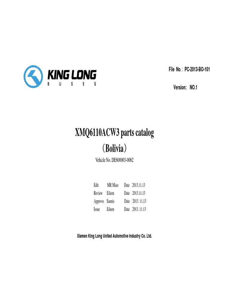 XMQ6110ACW3 Parts Catalog (DE600003-0062) | PDF | Motor