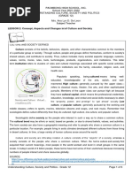 LESSON 2: Concept, Aspects and Changes In/of Culture and Society