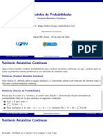 Modelos de Probabilidades - Variáveis Aleatórias Contínuas Aula 9