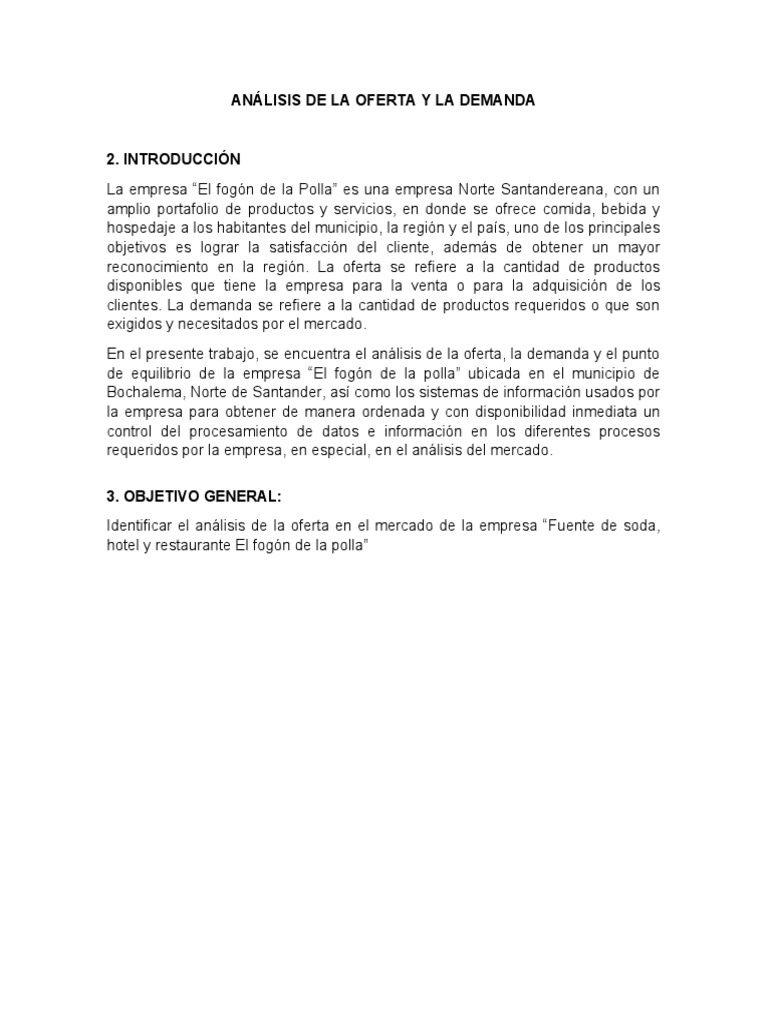 Análisis de Oferta y Demanda en Bochalema | PDF | Oferta y demanda ...