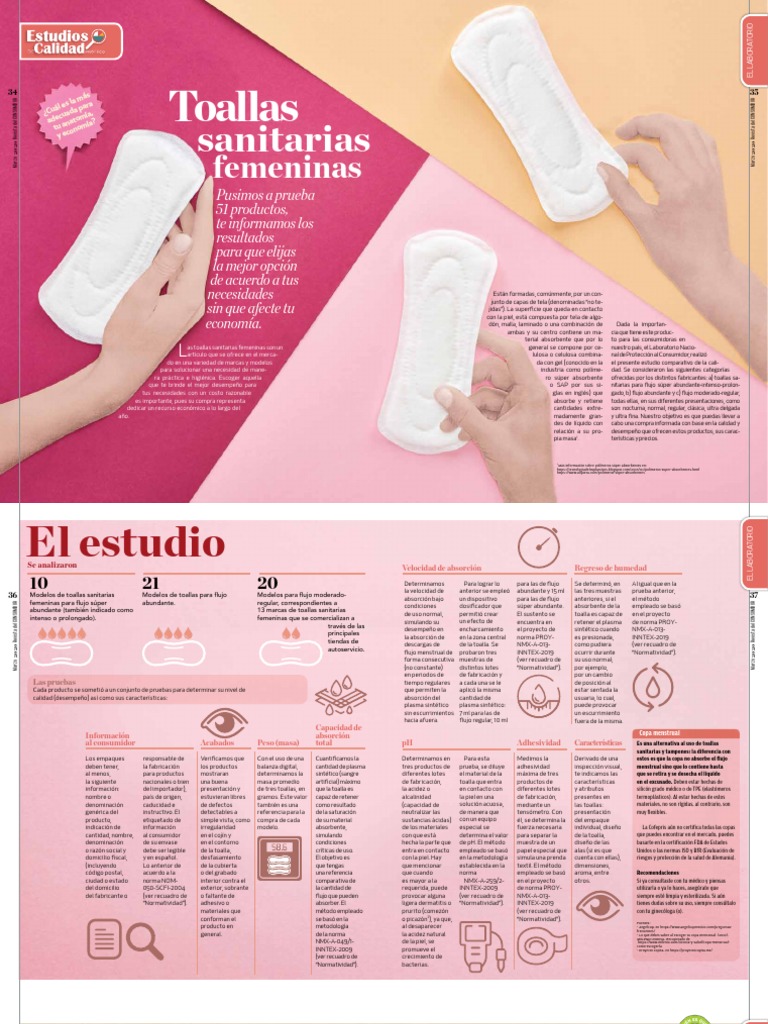 Comparativa de Toallas Sanitarias Femeninas | PDF | Absorción (Química)