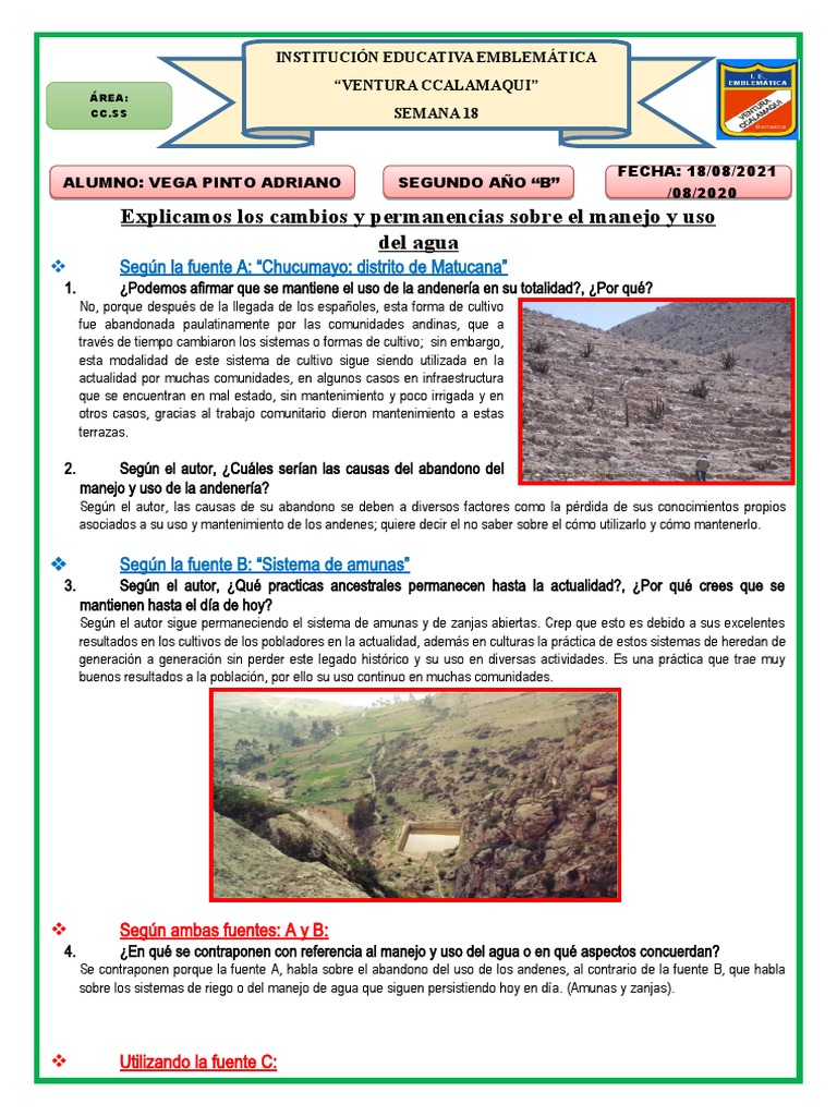 Actividad Ciencias Sociales | PDF | Agua | Agricultura