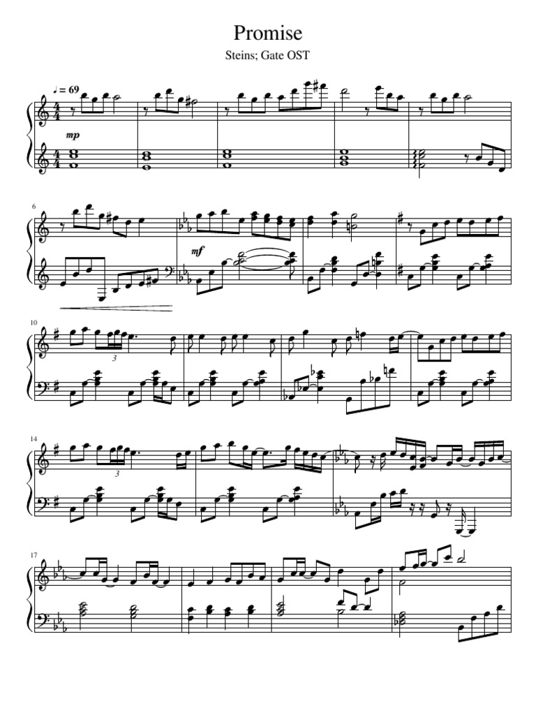 Steins;Gate Promise Piano Sheet Music PDF