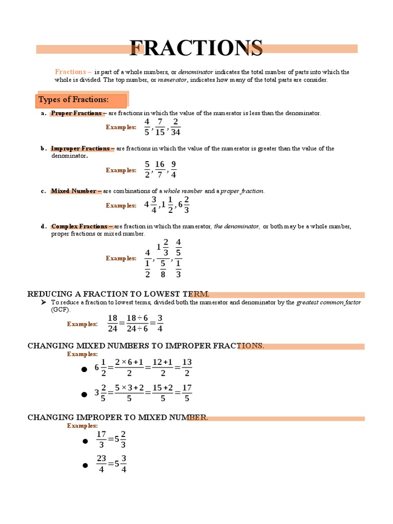 Fractions | PDF | Notation | Lexicology