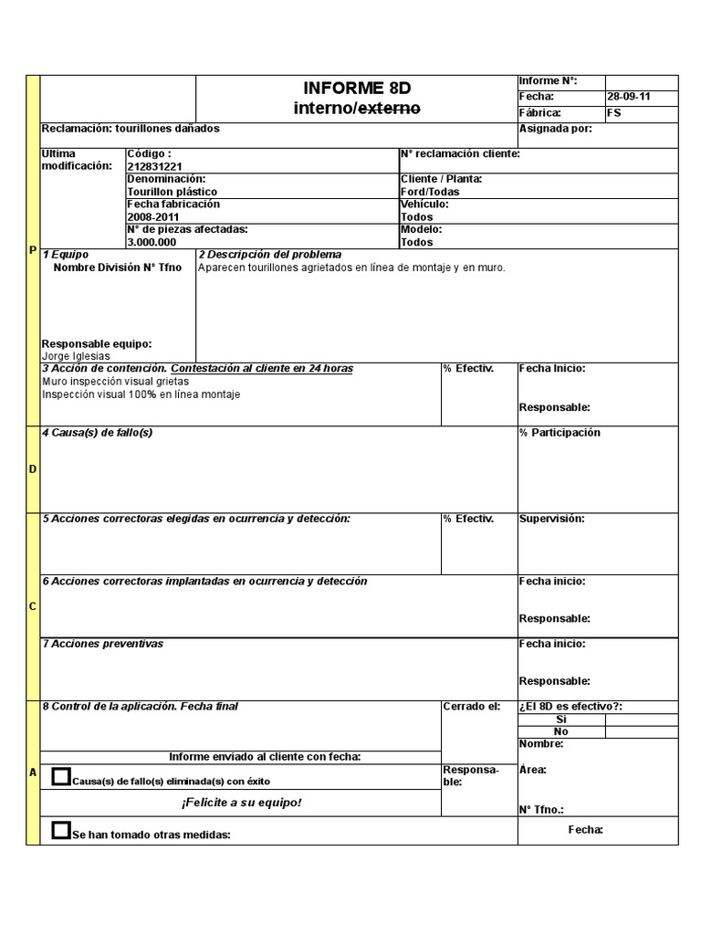 Informe 8d Ejemplo Pdf
