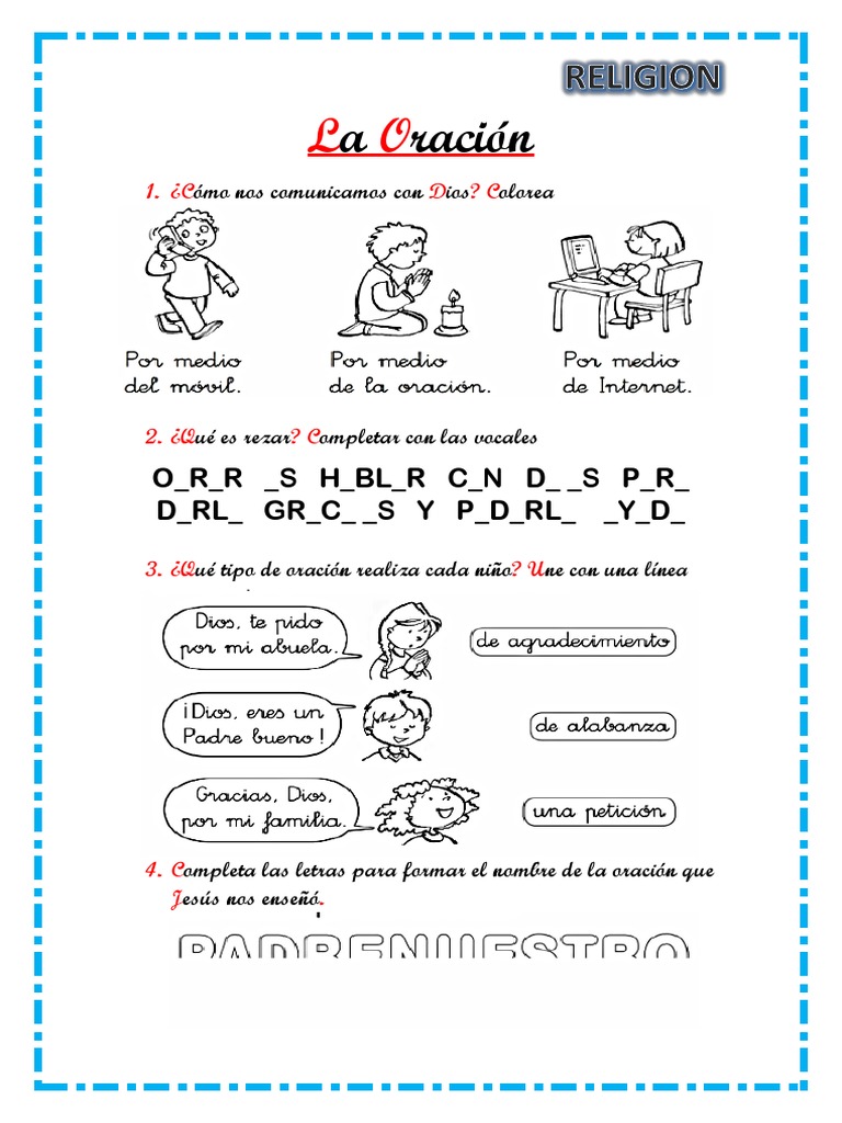 Oración para Niños de Primaria | PDF | Artes del Lenguaje y ...