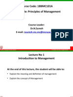 Course Code: 18BMC101A Course Title: Principles of Management