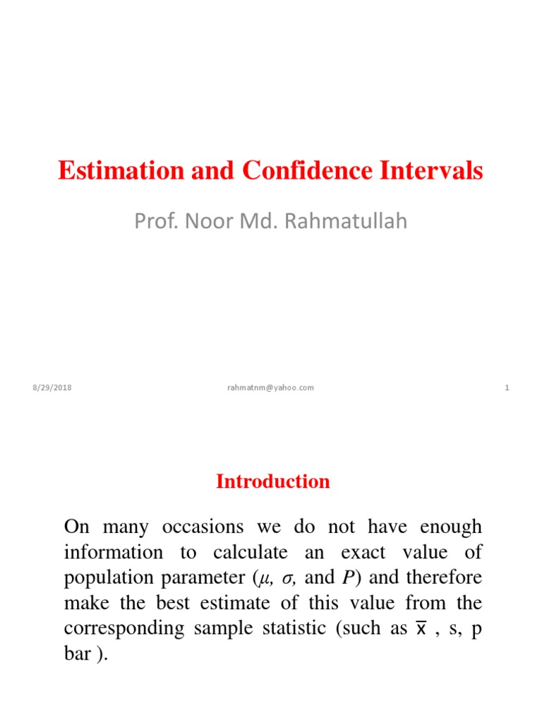 Estimation and Confidence Intervals Guide | PDF | Confidence Interval ...