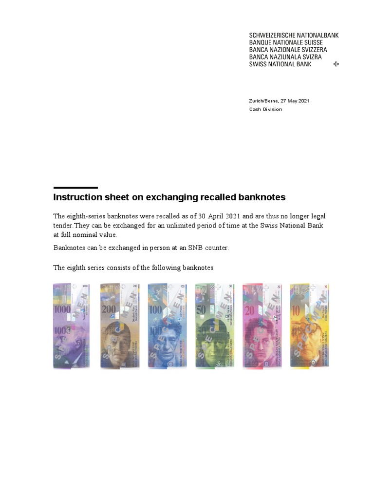 Instr Recalled Notes - en | Download Free PDF | Swiss National Bank ...
