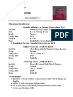 Curriculum Vitae Of: Mst. Shamima Akter