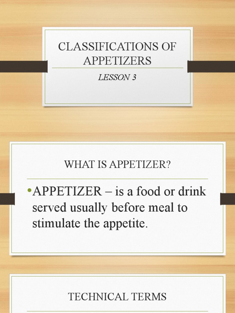 Classifications of Appetizers | PDF | Hors D'oeuvre | Nutrition