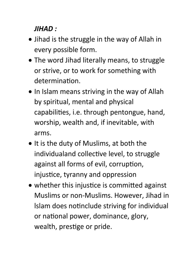 Jihad, Significance and Types PDF Jihad Prophets And Messengers