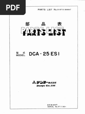 Denyo Parts List, DCA-25ESI | PDF
